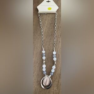 Christopher & Banks Silver Necklace with Gray Beads